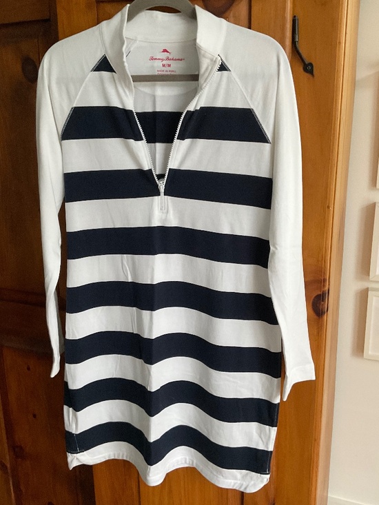 Tommy Bahama Dresses & Skirts - Tommy Bahama NWT quarter zip navy striped dress.